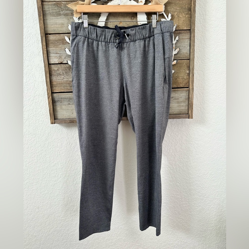 Lululemon On The Fly Heathered Gray Drawstring Waist Pants Ladies Size 12